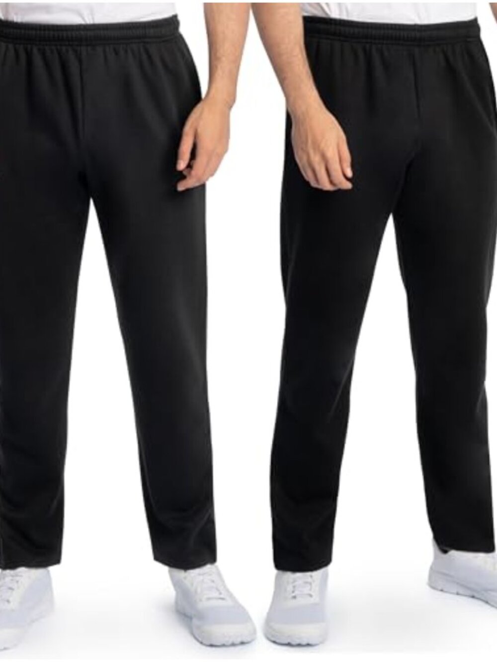Mens Fleece Open Bottom Sweatpants 2-Pack Relaxed Fit Straight Leg Pockets
